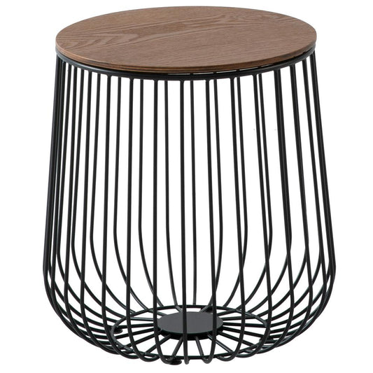 Runswick Modern Wood Top End Table With Metal Base