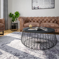 Runswick Modern Wood Top Coffee Table With Metal Base