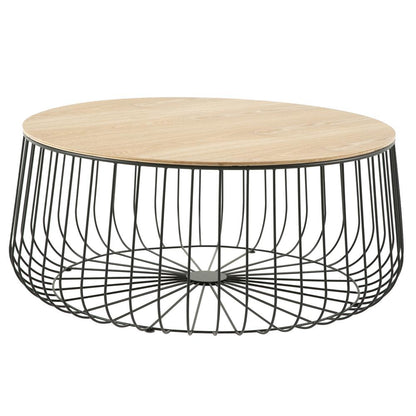Runswick Modern Wood Top Coffee Table With Metal Base