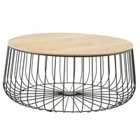 Runswick Modern Wood Top Coffee Table With Metal Base