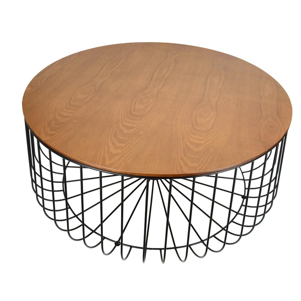 Runswick Modern Wood Top Coffee Table With Metal Base