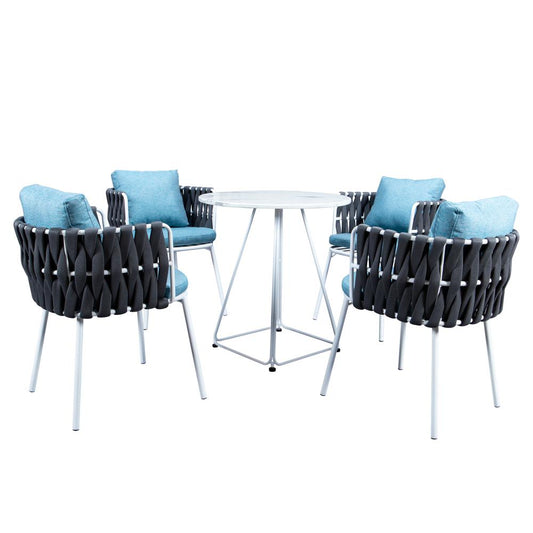 Spencer Modern Rope Outdoor Patio Dining Chair With Cushions