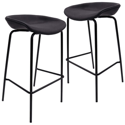 Barstool with Upholstered Faux Leather Seat and Powder Coated Iron Frame
