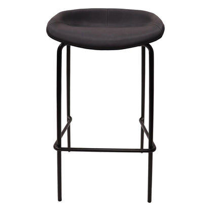 Barstool with Upholstered Faux Leather Seat and Powder Coated Iron Frame