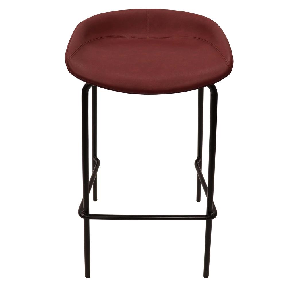 Barstool with Upholstered Faux Leather Seat and Powder Coated Iron Frame