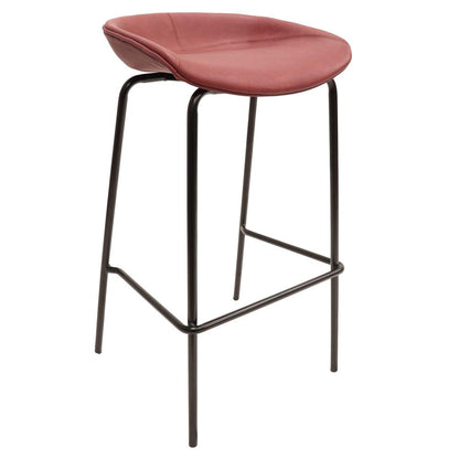 Barstool with Upholstered Faux Leather Seat and Powder Coated Iron Frame