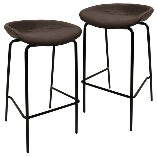 Barstool with Upholstered Faux Leather Seat and Powder Coated Iron Frame