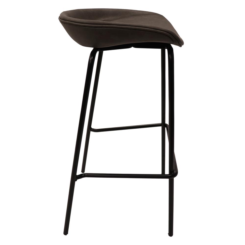 Barstool with Upholstered Faux Leather Seat and Powder Coated Iron Frame