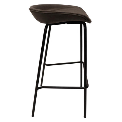 Barstool with Upholstered Faux Leather Seat and Powder Coated Iron Frame