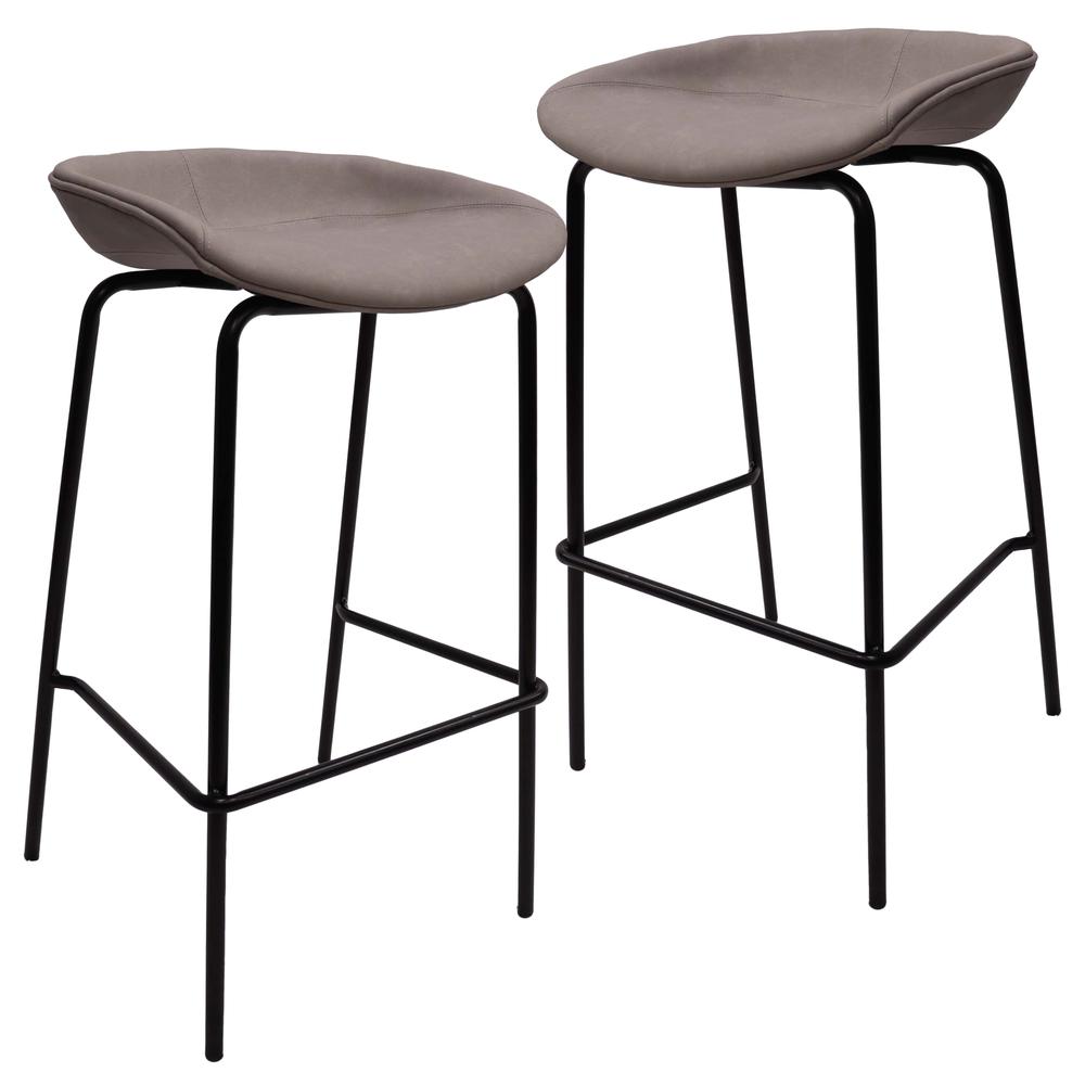 Barstool with Upholstered Faux Leather Seat and Powder Coated Iron Frame