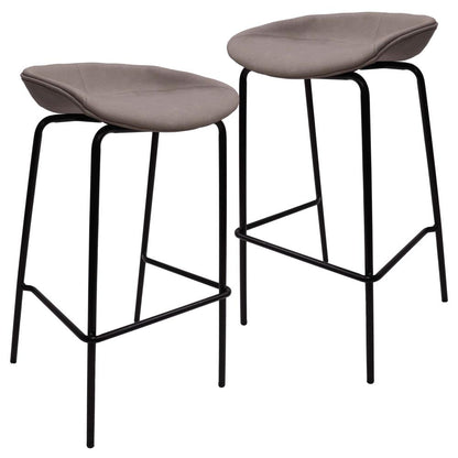 Barstool with Upholstered Faux Leather Seat and Powder Coated Iron Frame