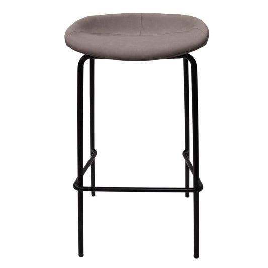 Barstool with Upholstered Faux Leather Seat and Powder Coated Iron Frame