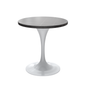 27 Round Dining Table, White Base with Sintered Stone Black Top