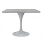 36 Square Dining Table, White Base with Laminated White Marbleized Top