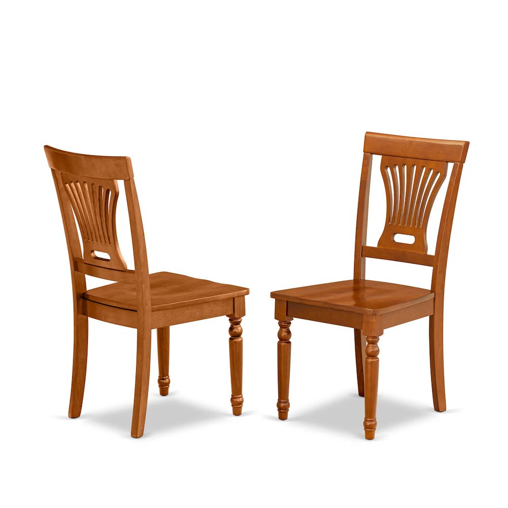 Plainville Kitchen Dining Chair with Wood Seat - Saddle Brown Finish, Set of 2