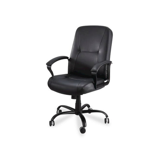 Serenity Big/Tall High Back Leather Chair, Supports Up to 500 lb, 19.5" to 22.5" Seat Height, Black
