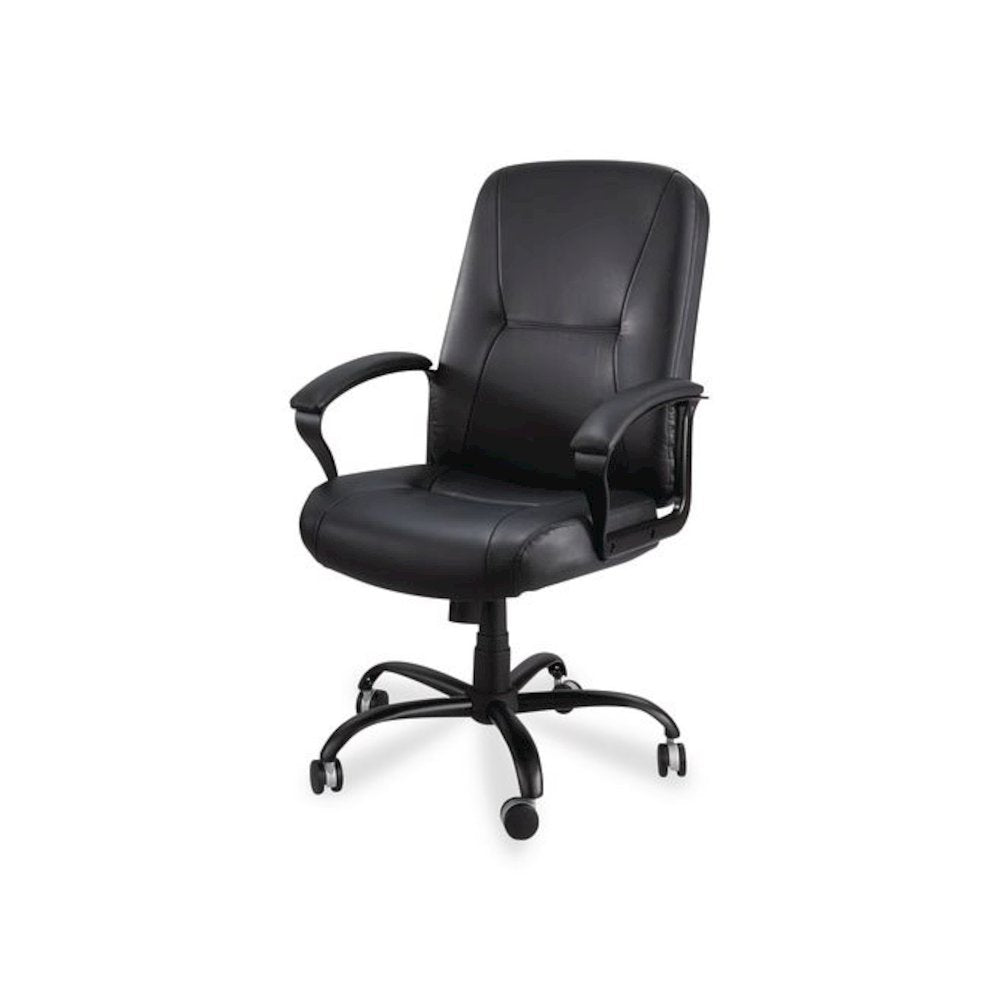 Serenity Big/Tall High Back Leather Chair, Supports Up to 500 lb, 19.5" to 22.5" Seat Height, Black