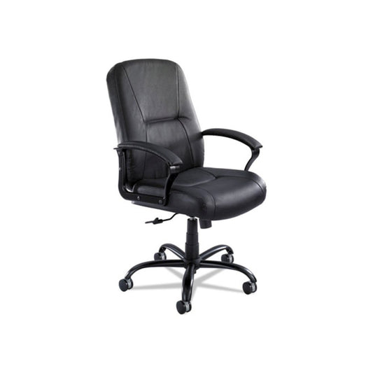Serenity Big/Tall High Back Leather Chair, Supports Up to 500 lb, 19.5" to 22.5" Seat Height, Black