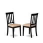 Antique Dining Chairs - Linen Fabric Upholstered Wood Chairs, Set of 2