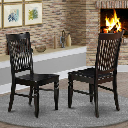 Weston  Dining  Wood  Seat  Chair  with  Slatted  Back  in  Black  Finish,  Set  of  2