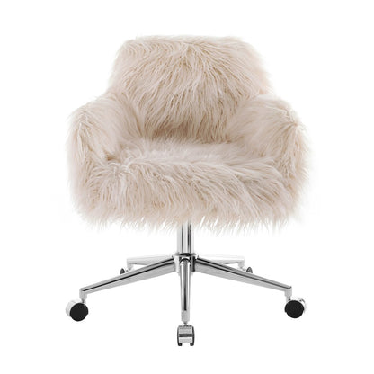 Fiona Faux Fur Office Chair, Pink
