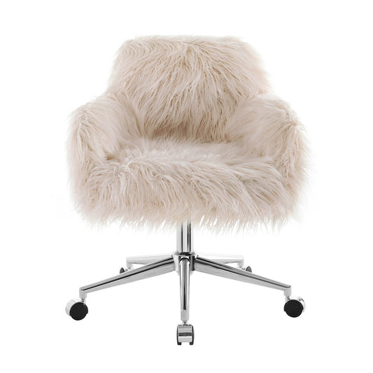 Fiona Faux Fur Office Chair, Pink