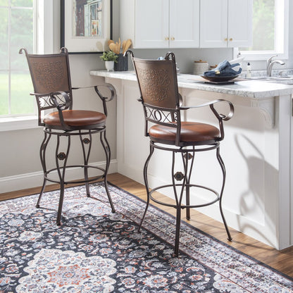 Big & Tall Copper Stamped Back Barstool with Arms