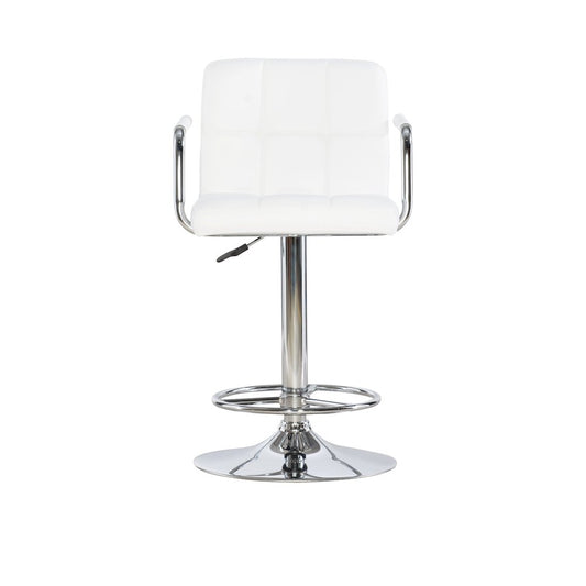 White and Chrome Quilted Barstool
