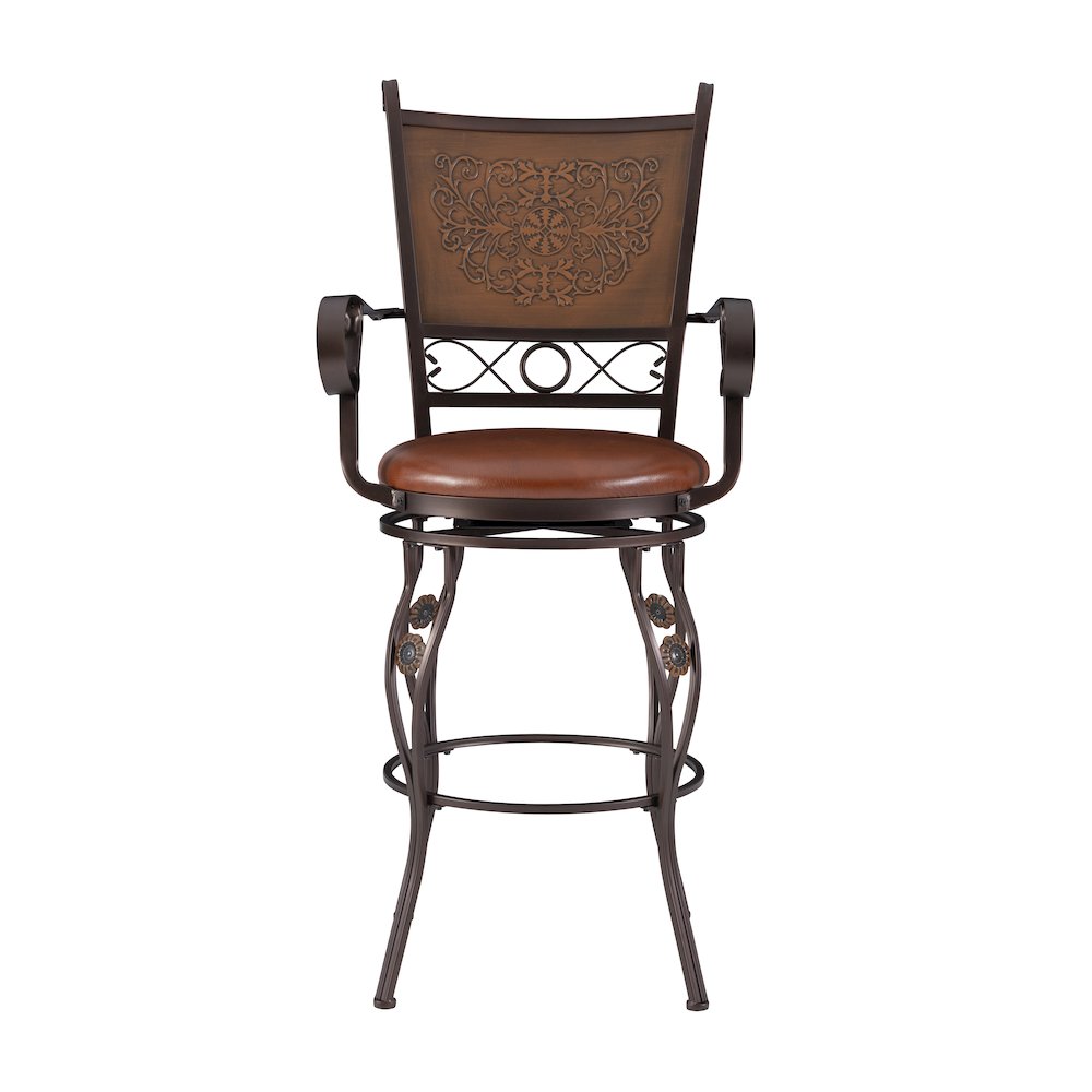 Big & Tall Copper Stamped Back Barstool with Arms