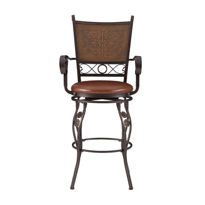 Big & Tall Copper Stamped Back Barstool with Arms