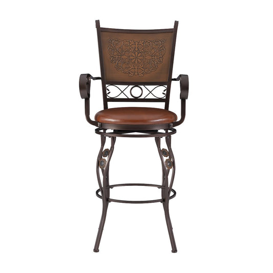 Big & Tall Copper Stamped Back Barstool with Arms