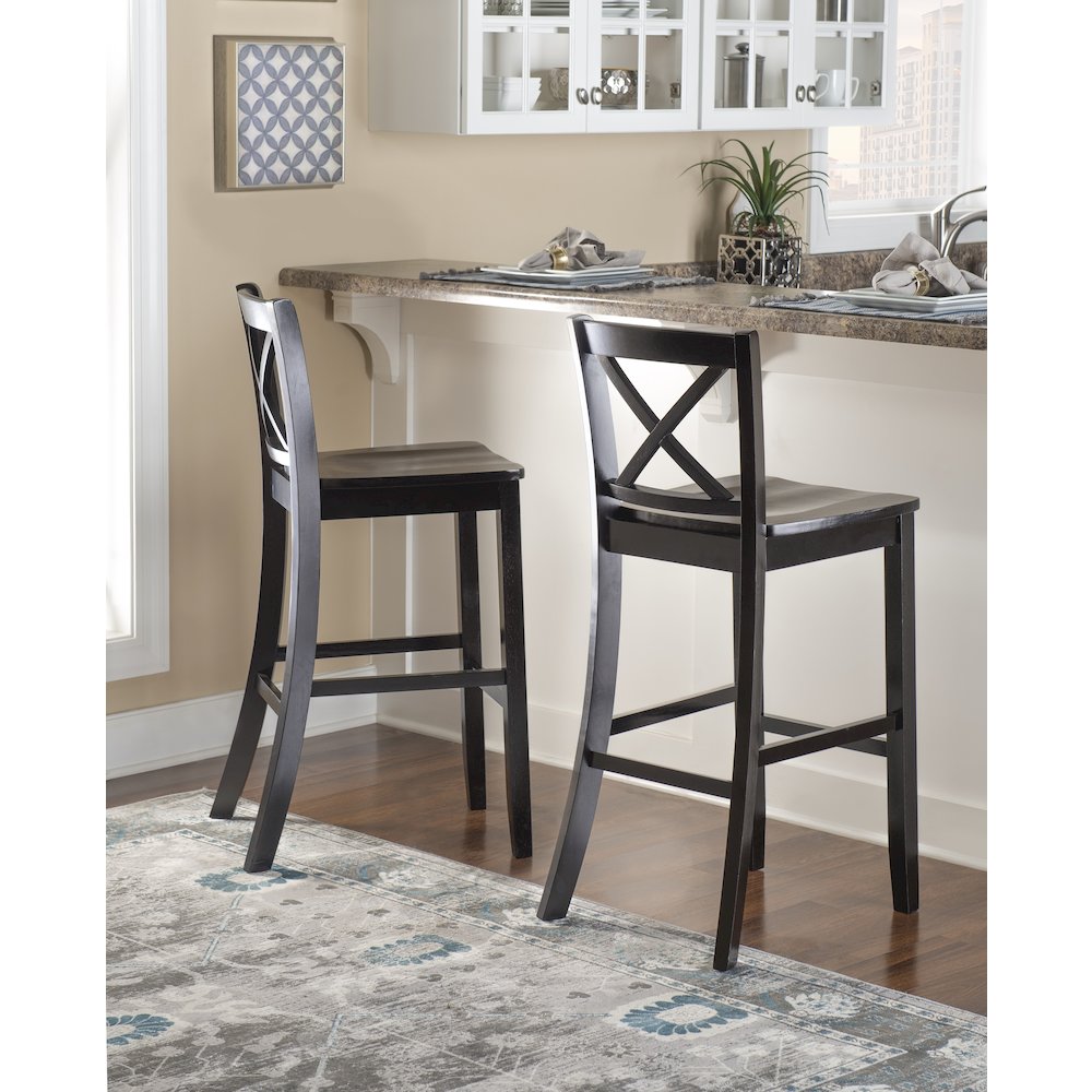 Black 30 In X Back Bar Stool