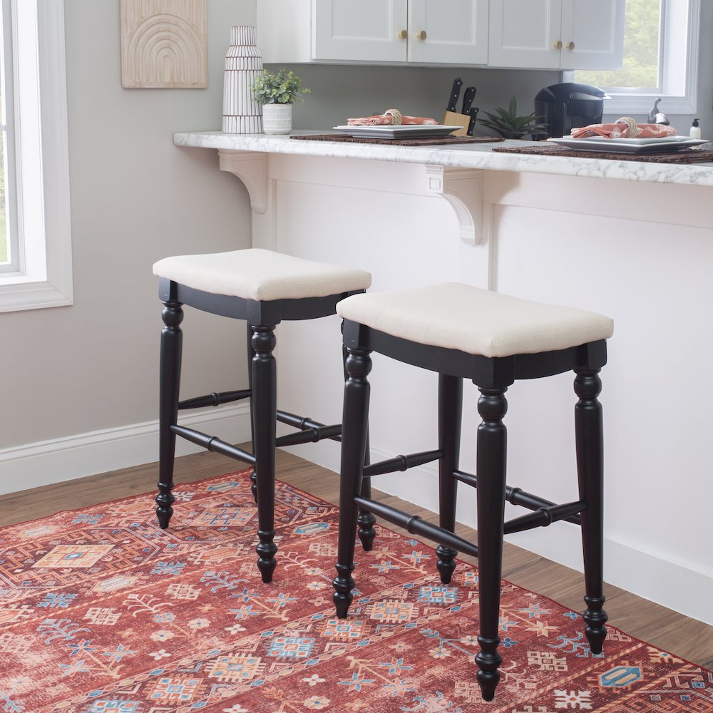 Marino Black Backless Bar Stool