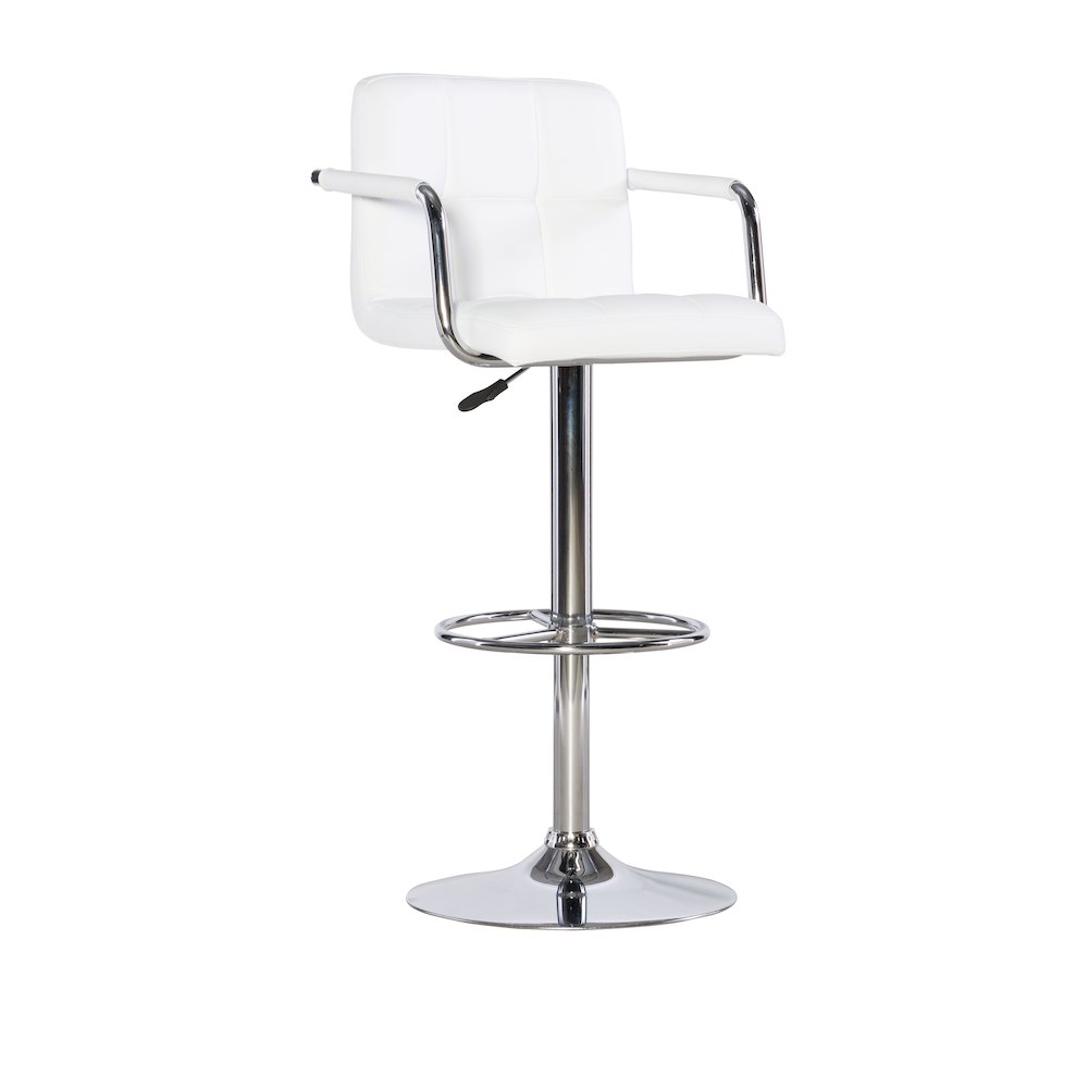 White and Chrome Quilted Barstool