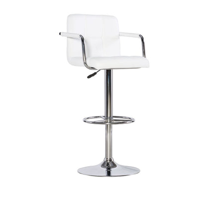 White and Chrome Quilted Barstool