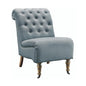 Cora Washed Blue Linen Roll Back Tufted Chair