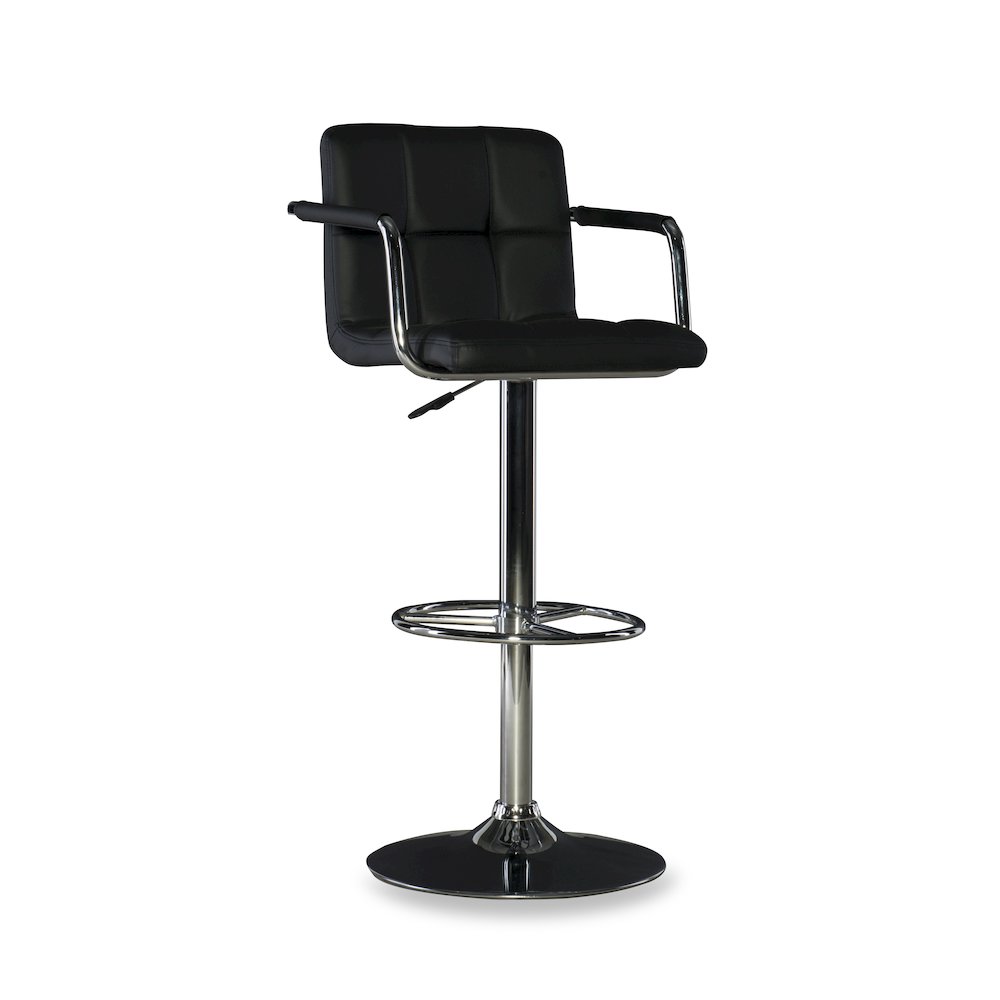Black and Chrome Quilted Barstool