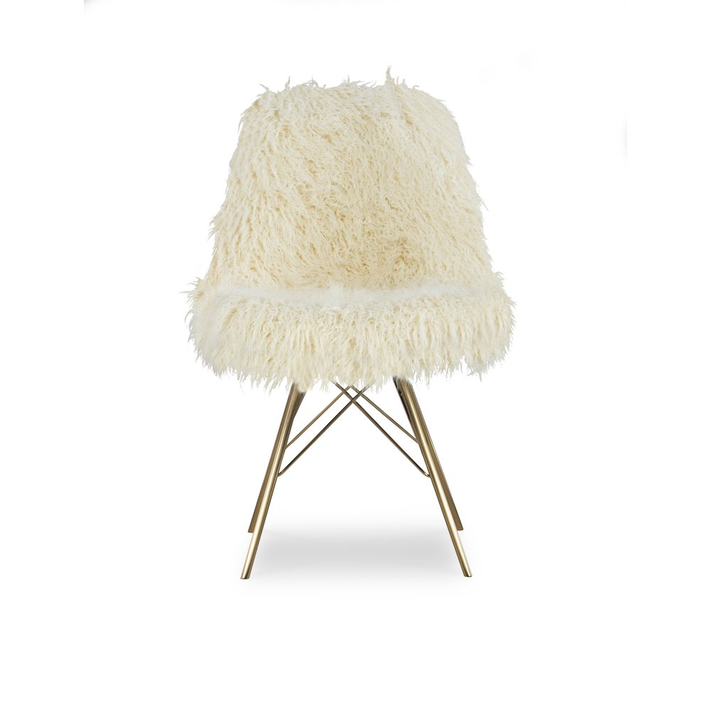 Remy Flokati Chair With Gold Metal Base