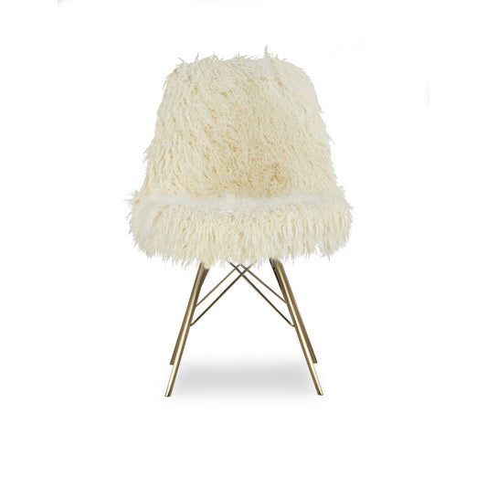 Remy Flokati Chair With Gold Metal Base