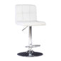 White Quilted Faux Leather & Chrome Adjustable Height Bar Stool