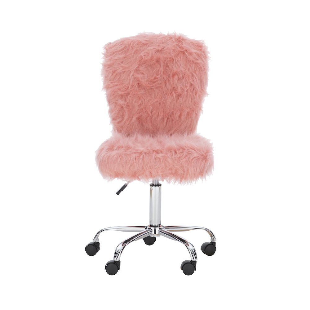 Faux Flokati Armless Office Chair Blush