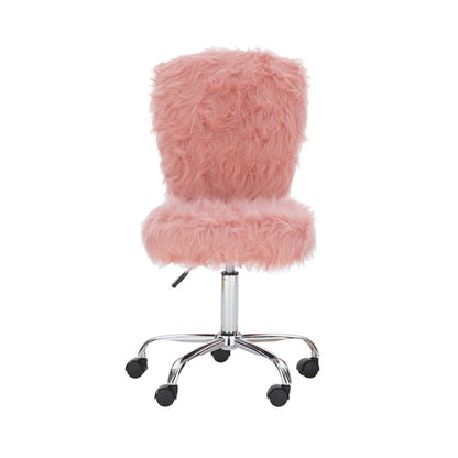 Faux Flokati Armless Office Chair Blush