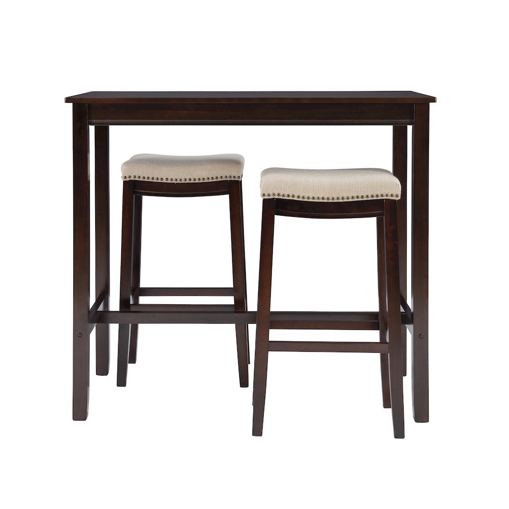 Claridge 3Pc Bar Set Walnut Linen