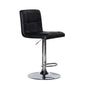 Black Quilted Faux Leather & Chrome Adjustable Height Bar Stool