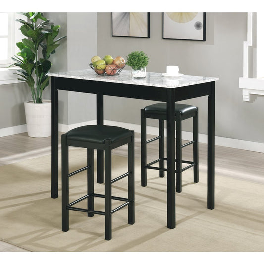 Lancer 3 Piece Tavern Set, Faux Black Marble