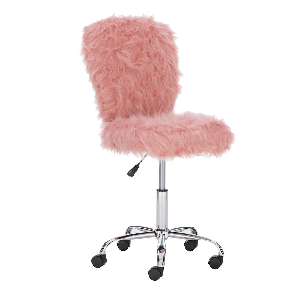 Faux Flokati Armless Office Chair Blush