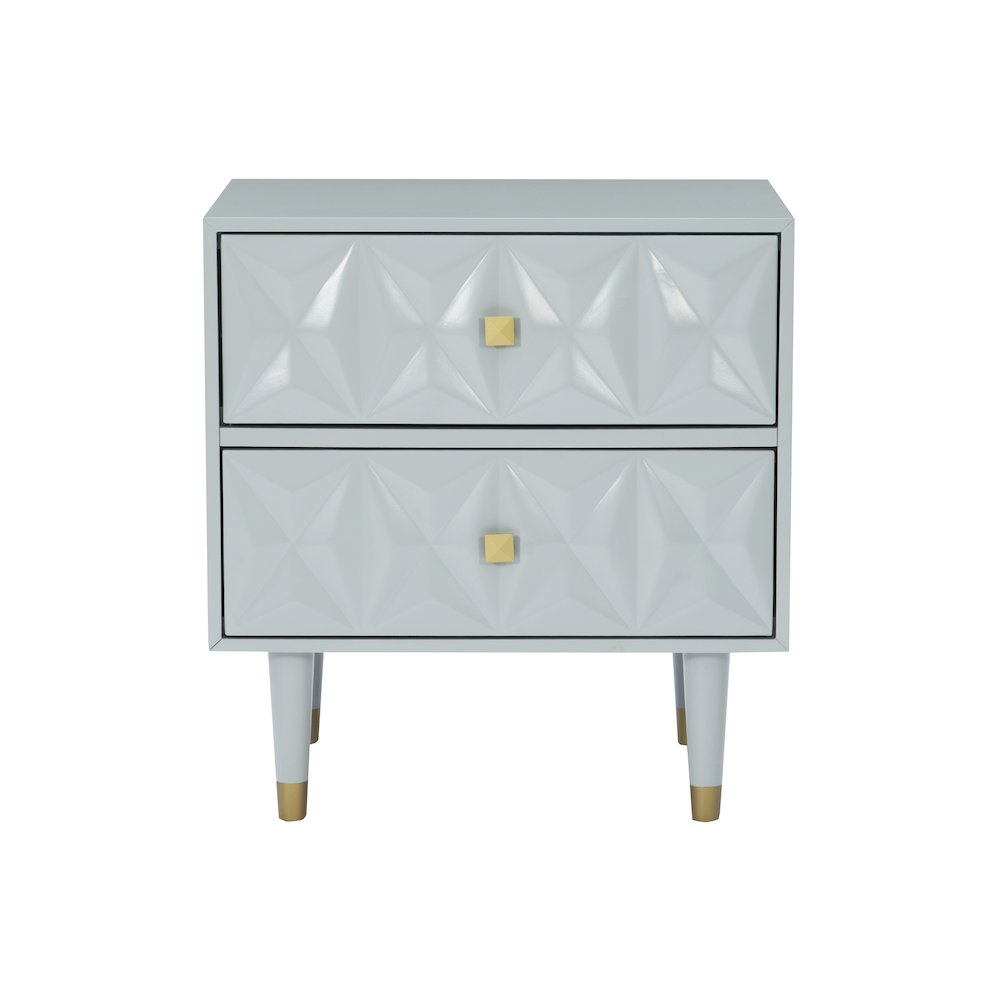 Two Drawer Geo Texture Nightstand Grey