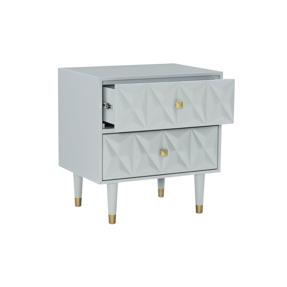 Two Drawer Geo Texture Nightstand Grey