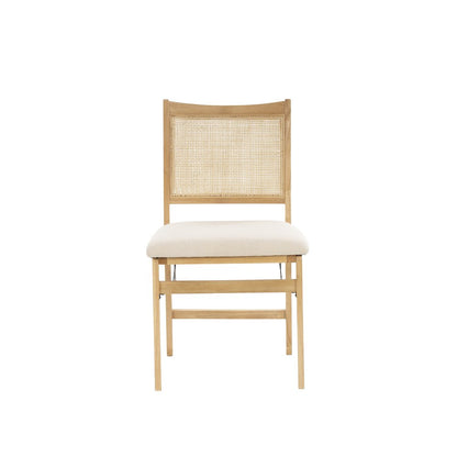 Bina Rattan Cane Folding Dining Side Chair, Beige