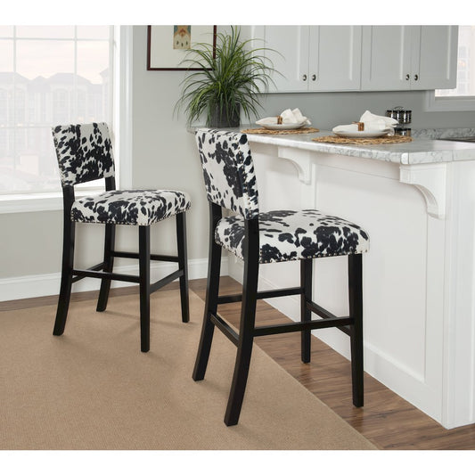 Corey Black Cow Print Bar Stool